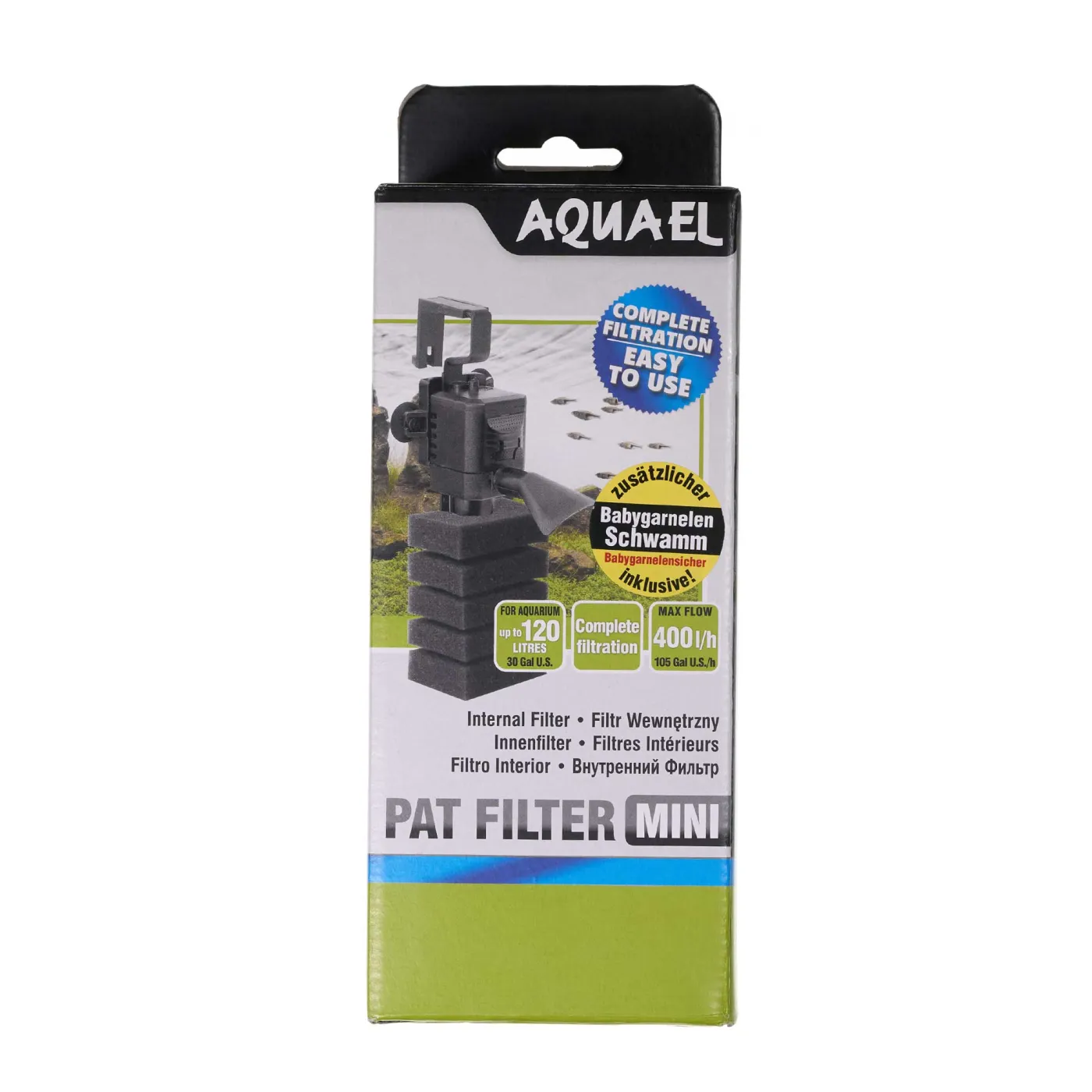 Aquael Pat mini Filter | Innenfilter - inkl. Babygarnelen-Filterschwamm (fein)
