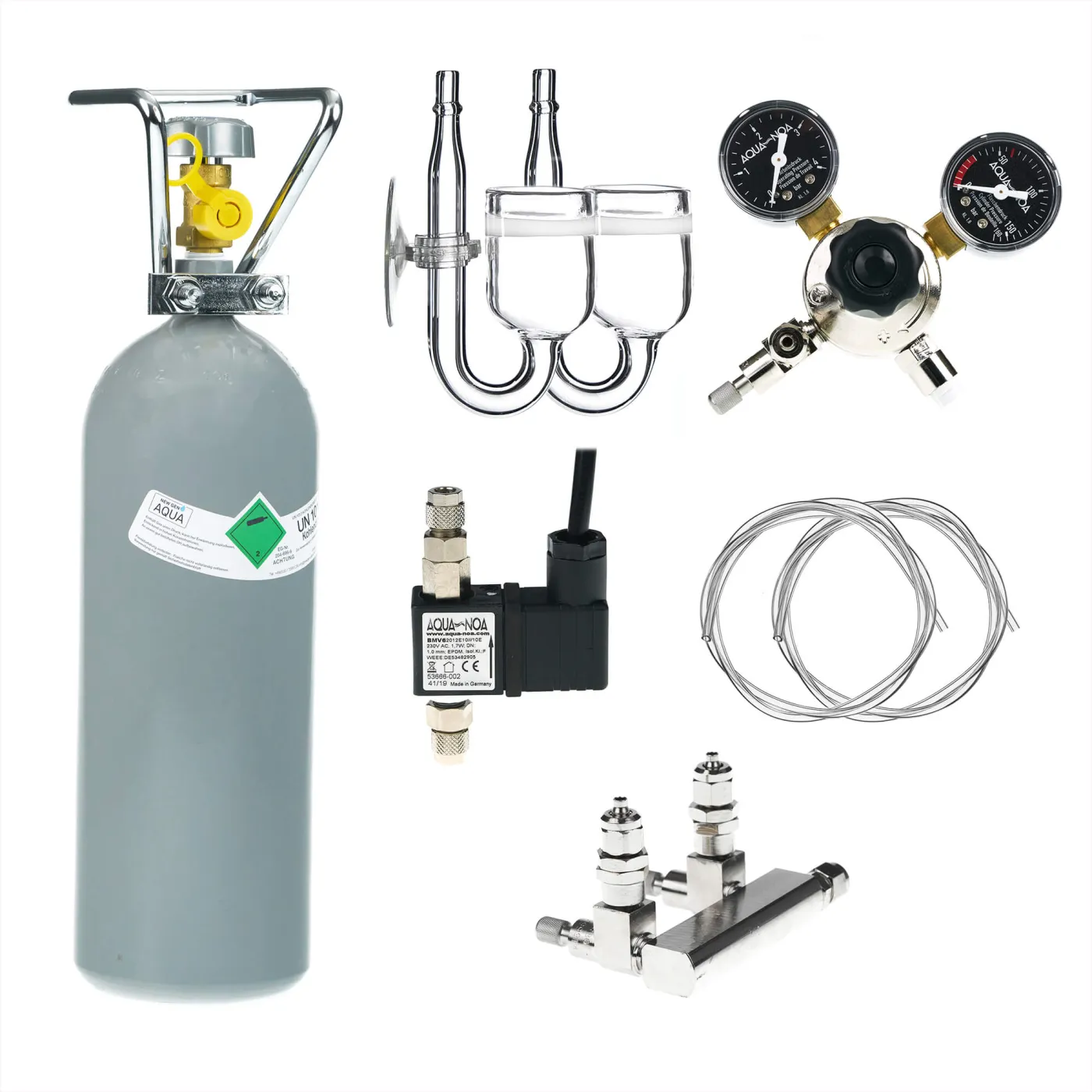 2er CO2 Anlage Profi 2kg | Inkl. Nachtabschaltung und Rückschlagventil