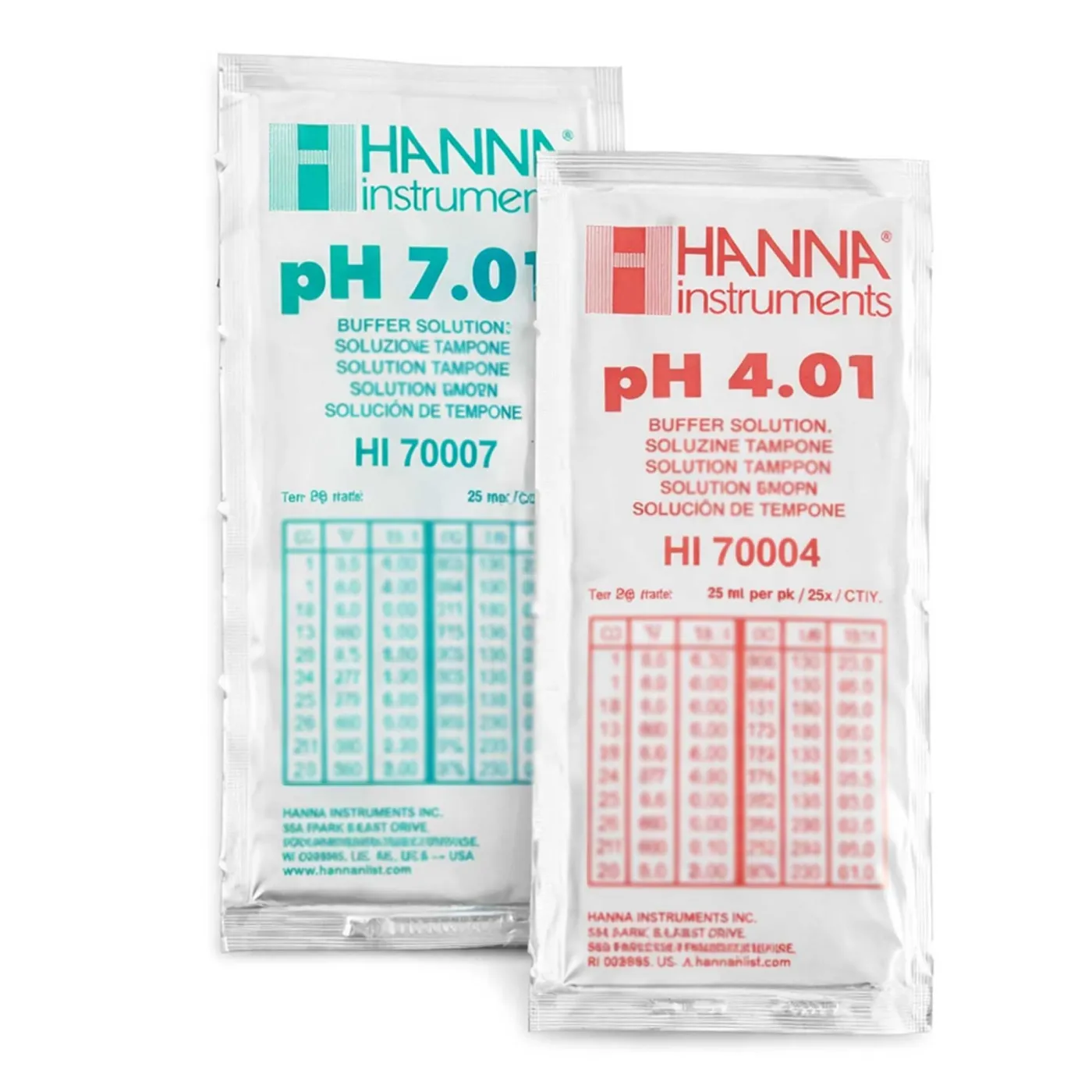 Hanna Instruments | Kalibrierlösung pH 4,01 + 7,01 - 5 x 20mL-Beutel